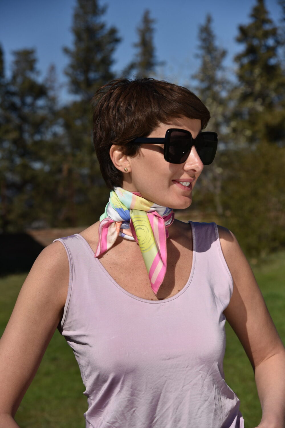 აბრეშუმის თავსაბურავი Violet - Image 3